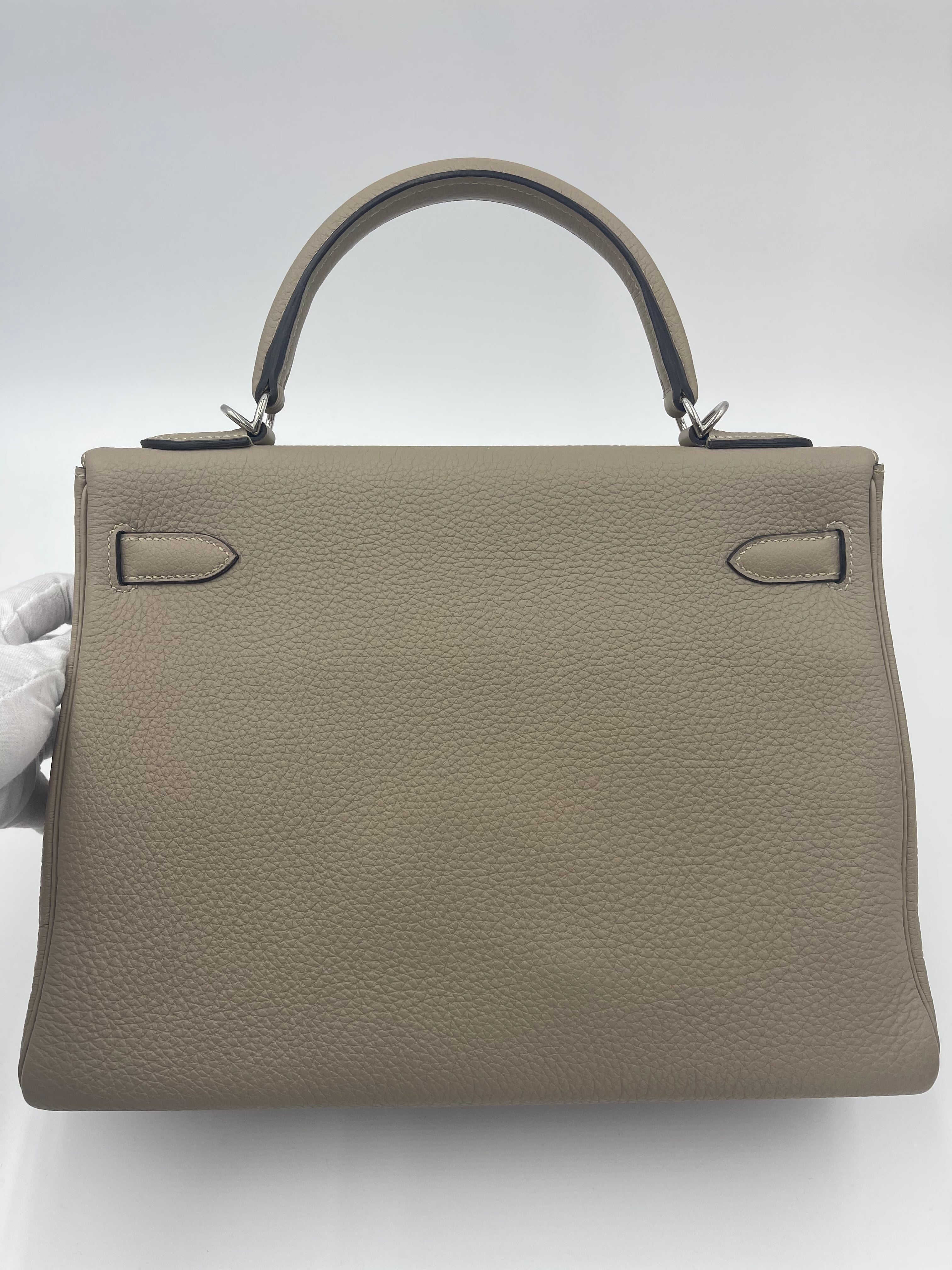 Hermes Kelly 32 Retourne Gris Tortourelle Togo Palladium Hardware