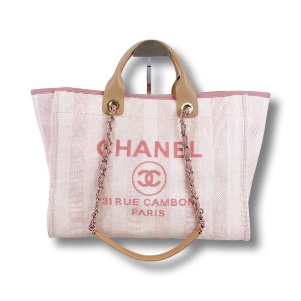 Chanel Deauville Canvas Tote Bag in Beige color